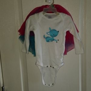 Embroidered onsie with reversible tutu